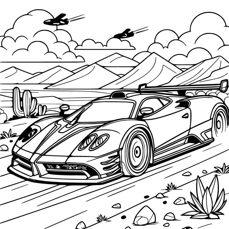pagani zonda cutting through a desert background