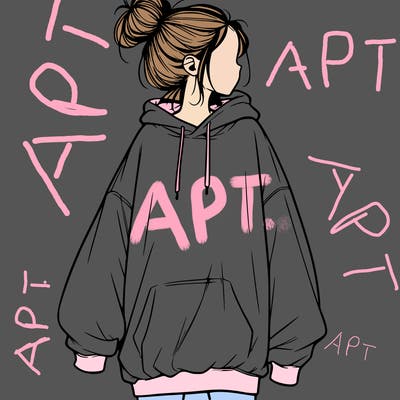 realistic girl with a oversized sweatshirt on and a bun