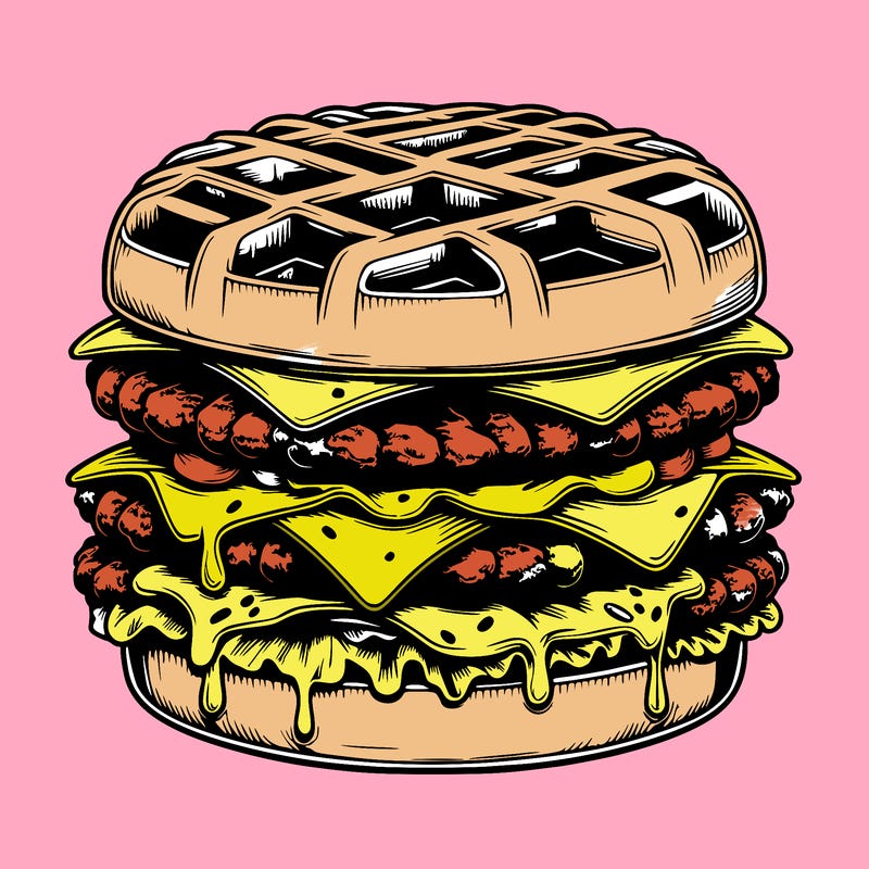 realistic waffle burger