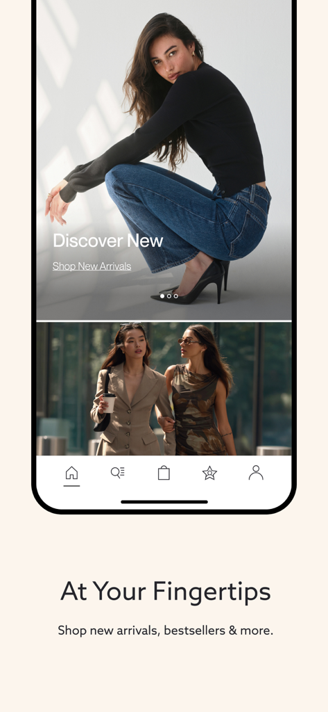 Dynamite: Online Fashion - Interface de l'application de mode Dynamite présentant les nouvelles arrivées et les vêtements tendance pour femmes