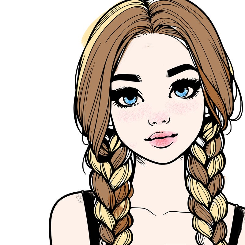 realistic girl with braids