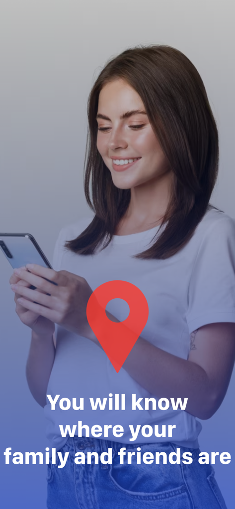 Location Finder - LocateX - A smiling woman using her smartphone to track family and friends locations with LocateX
