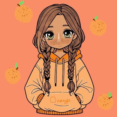 a realistic girl with a oversized hoodie and she has braids