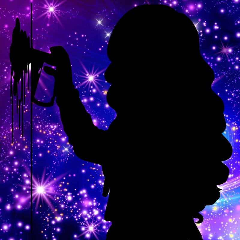 realistic girl with mask spray painting a wall