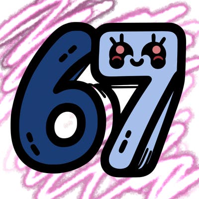 the numbers 67