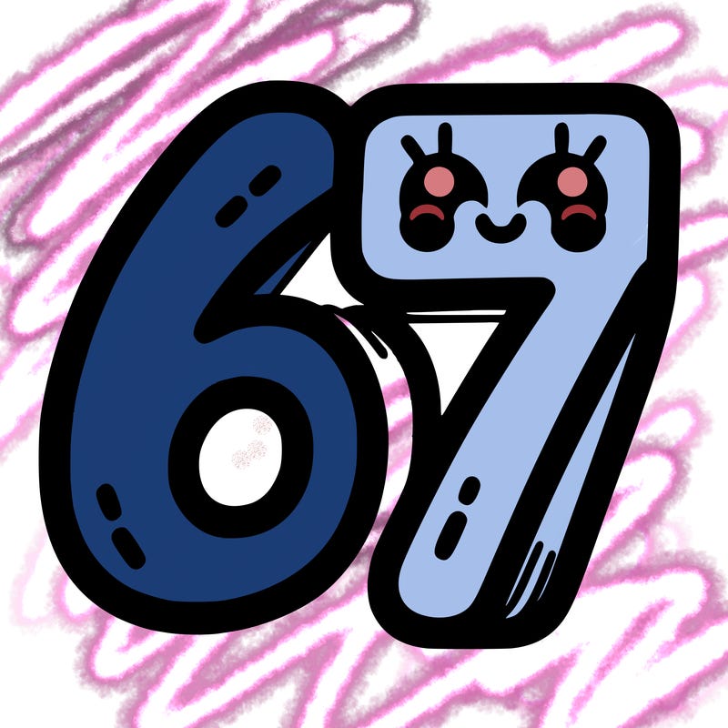 the numbers 67