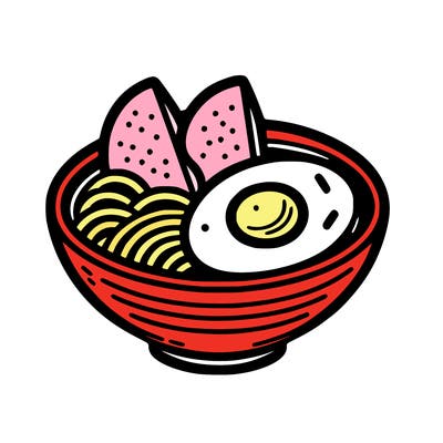 create an image for a colouring book of a bowl of ramen with half an onsen egg on top