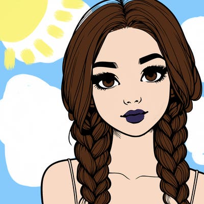 realistic girl with braids