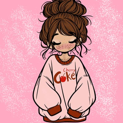 girl with baggy sweatshirt and messy bun