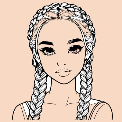 realistic girl with braids