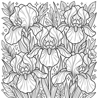 Discover the intricate beauty of Dwarf Bearded Irises with this captivating coloring page. Perfect for a mindful artistic escape, it promises hours of floral coloring delight.