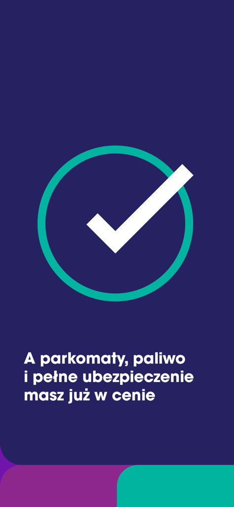 Traficar - 주차, 연료, 보험이 가격에 포함되어 있음을 강조하는 Traficar 모바일 앱 화면