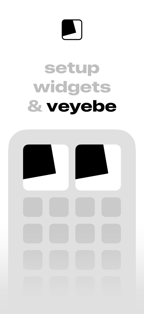 veyebes - playful eyes widget - A preview of the veyebes app showing two playful eye widgets on an iPhone home screen layout