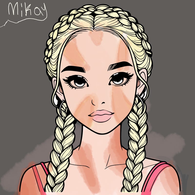 realistic girl with braids