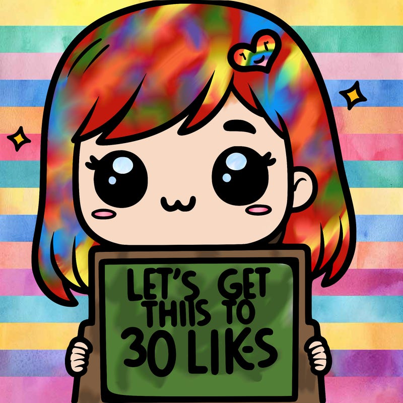 girl holding sign that says let’s get this to 30 likes
