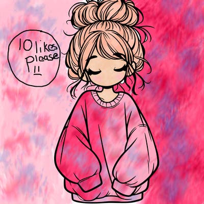 girl with baggy sweatshirt and messy bun