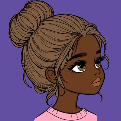 realistic girl with bun