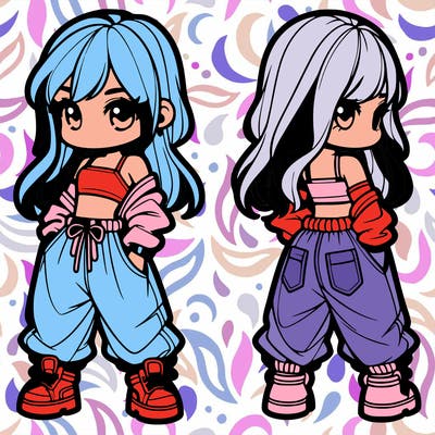 girl in crop top and baggy pants