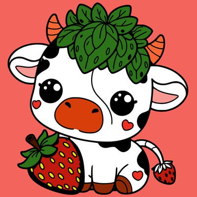 cute strawberry cow