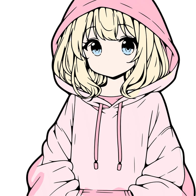 anime girl wearing an oversized hoodie