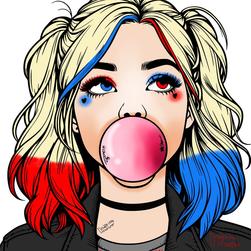 realististic girl blowing bubble -gum