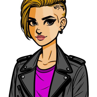 woman with leather jacket and undercut