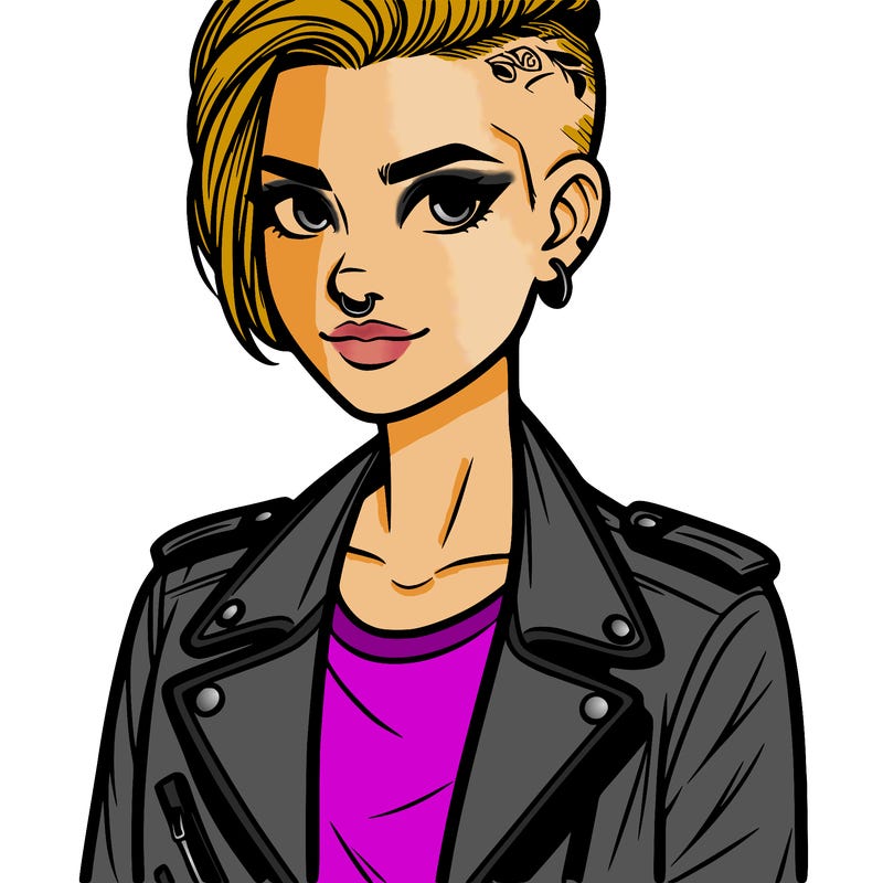 woman with leather jacket and undercut