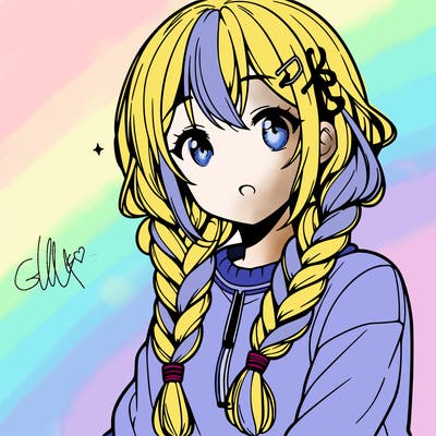 anime woman with braids