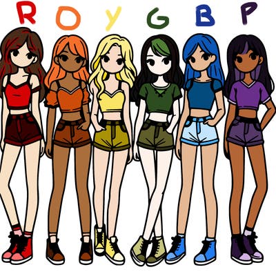 a group of girls wearing crop tops and shorts