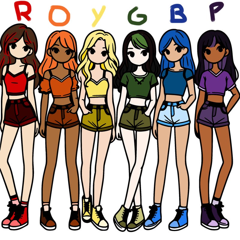 a group of girls wearing crop tops and shorts