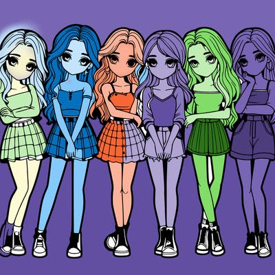 a group of girls realistic