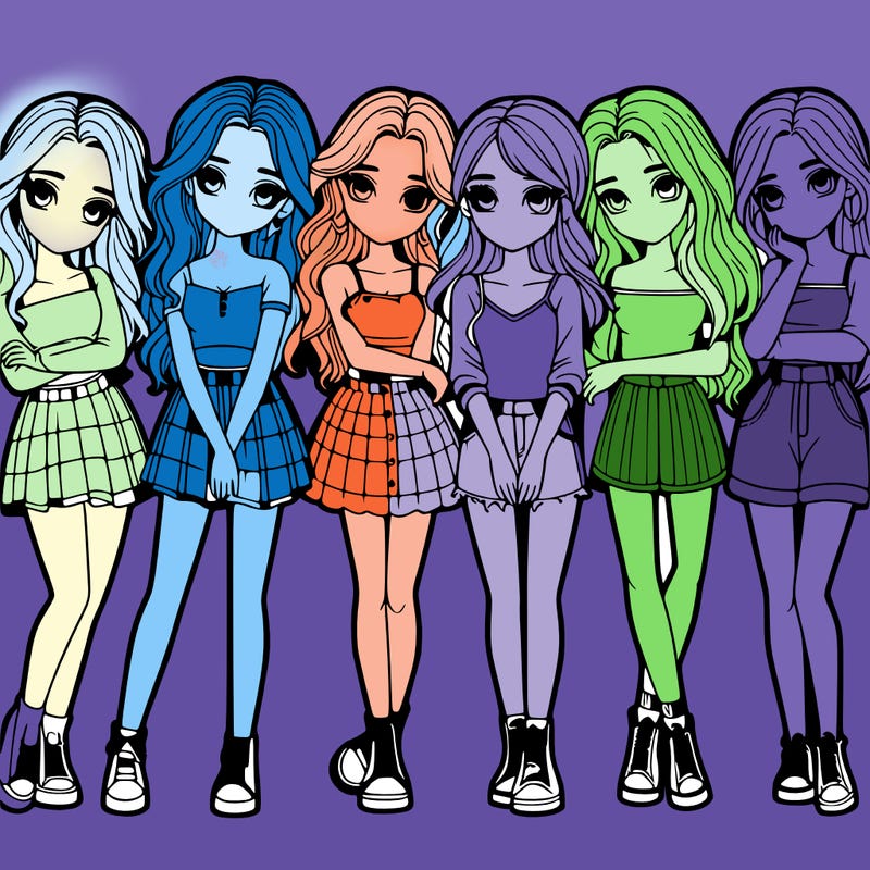 a group of girls realistic