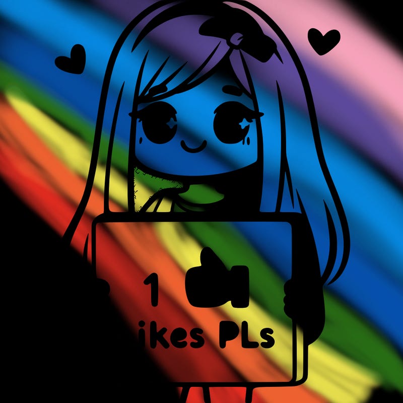 girl holding a sign saying 10 likes pls