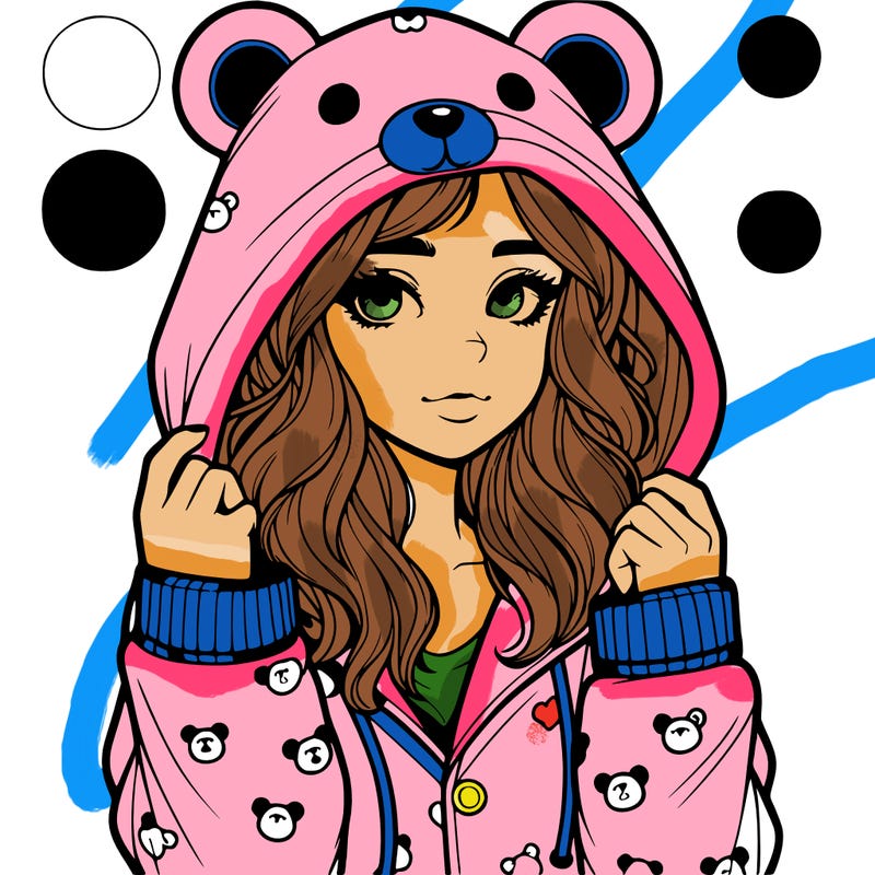 realistic girl in a animal pjs hoodie