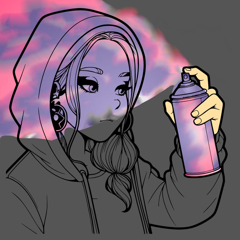 a realistic girl, spray painting