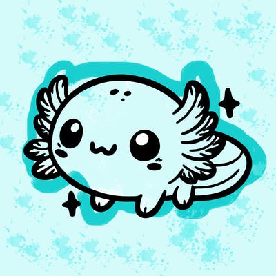 cute easy baby axolotl