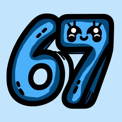 the numbers 67