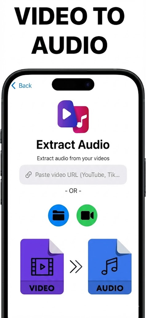 Crayo AI Video Clips Generator - Crayo AI 비디오-오디오 추출 도구 인터페이스를 보여주는 스마트폰 화면