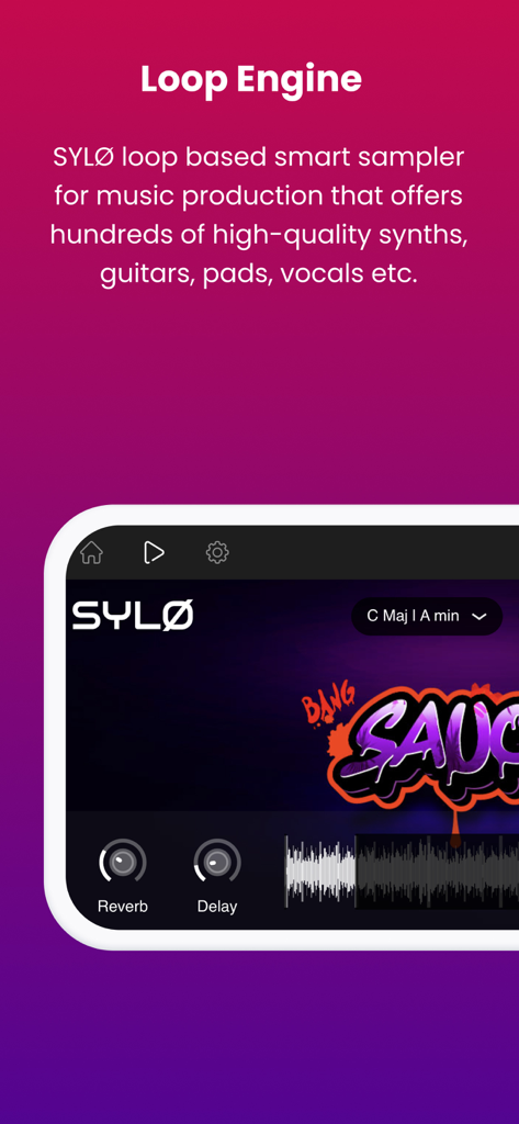 SYLO - AUV3 Sample Library - SYLO mobile app interface for loop-based music production featuring a smart sampler and audio effects