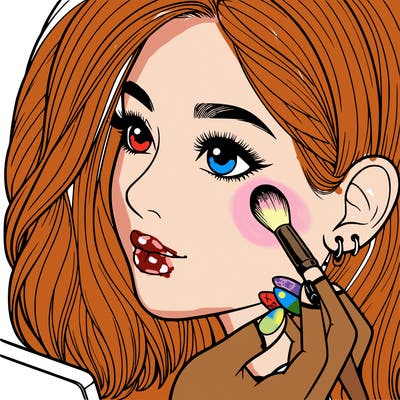 a realistic girl doing her makeup