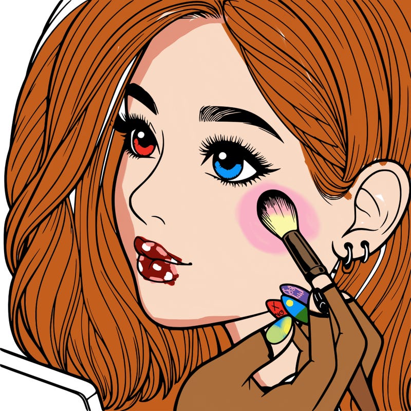 a realistic girl doing her makeup