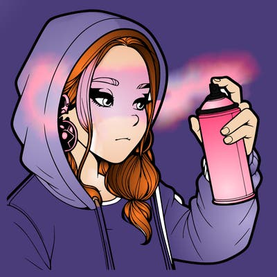 a realistic girl, spray painting