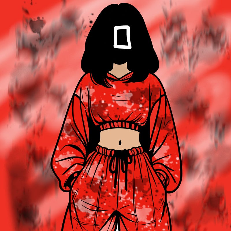 realistic girl faceless with baggy pants and a crop top