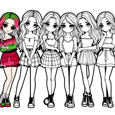 a group of girls realistic