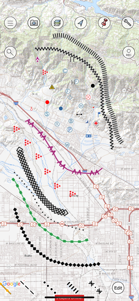 FireMapper Enterprise - FireMapper Enterprise tactical map showing wildfire perimeters and incident management symbols