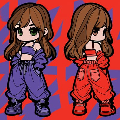 girl in crop top and baggy pants