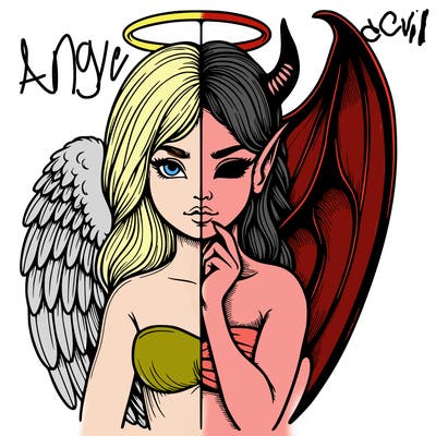 realistic angel half demon