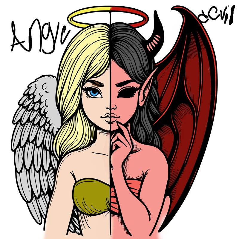 realistic angel half demon