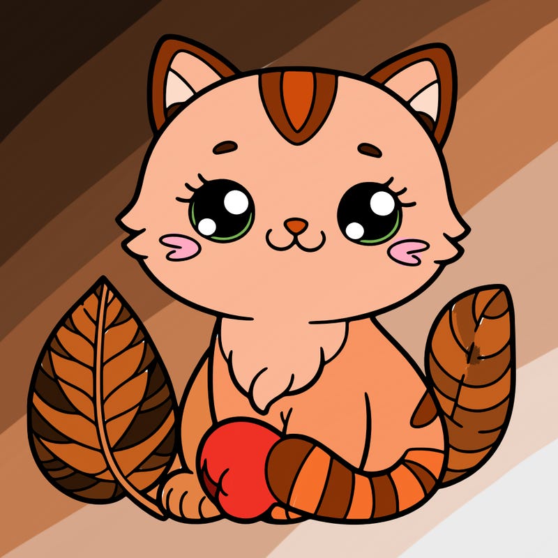 cat with leaf