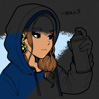 a realistic girl, spray painting